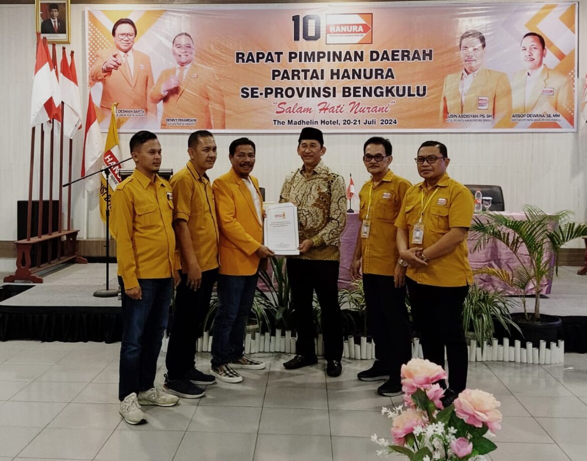 Maju Sebagai Calon Walikota Bengkulu Benny Suharto Resmi Mendapatkan Rekomendasi Partai Hanura